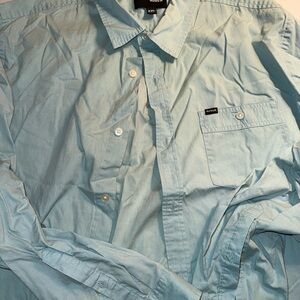 Hurley Men's Light Blue Casual Button Down Shirt